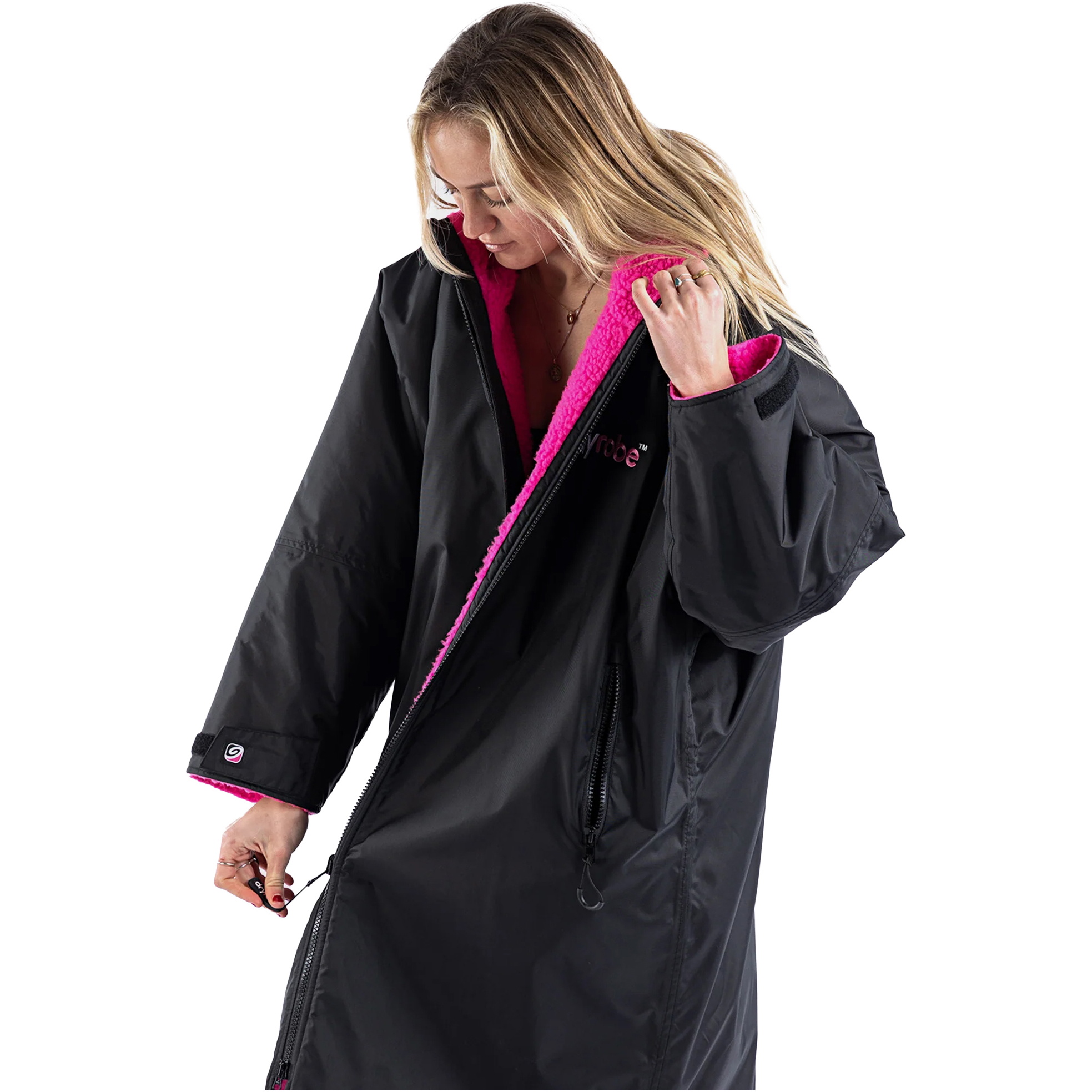 2026 Dryrobe Advance Omkleedjas Met Lange Mouwen DALSV3 - Black / Roze